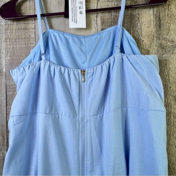 OOTD Rocks XL Light Blue Capri Wide Leg Sleeveless Jumpsuit Adjustable S… - Picture 10 of 14